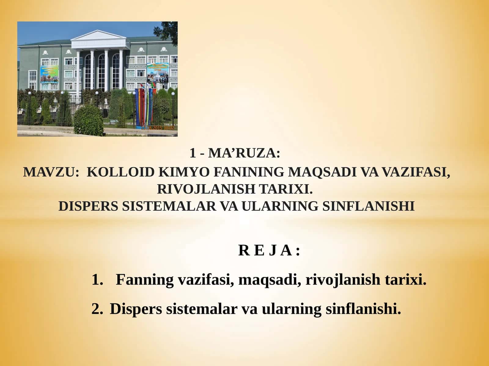 Kolloid Kimyo Fanining Maqsadi va Vazifasi 1