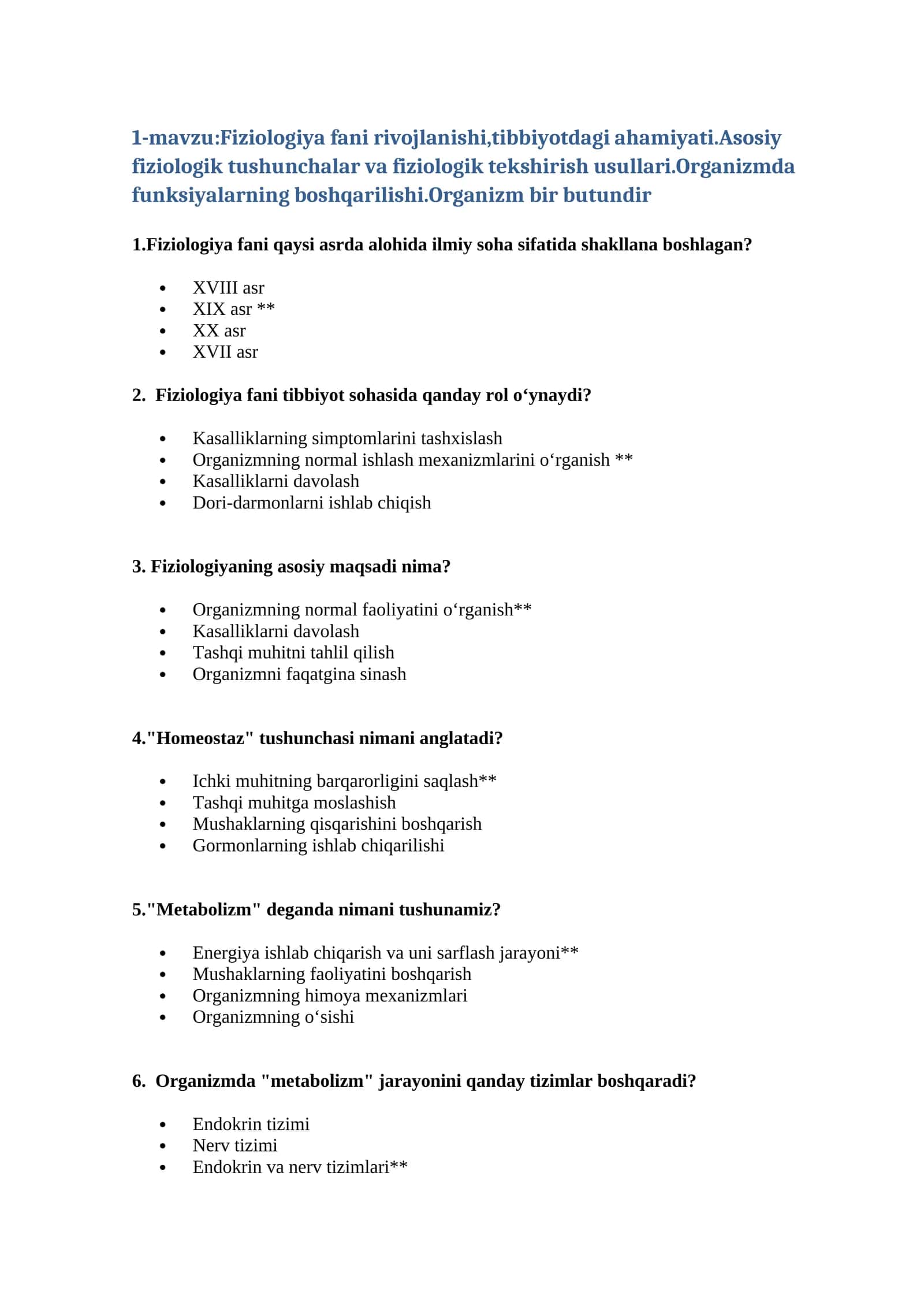Fiziologiya fani rivojlanishi, tibbiyotdagi ahamiyati 1