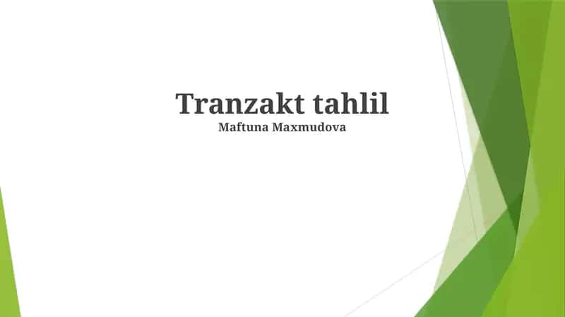 Tranzakt tahlil 1