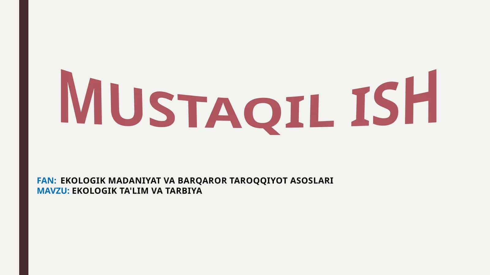 EKOLOGIK TA'LIM VA TARBIYA 1