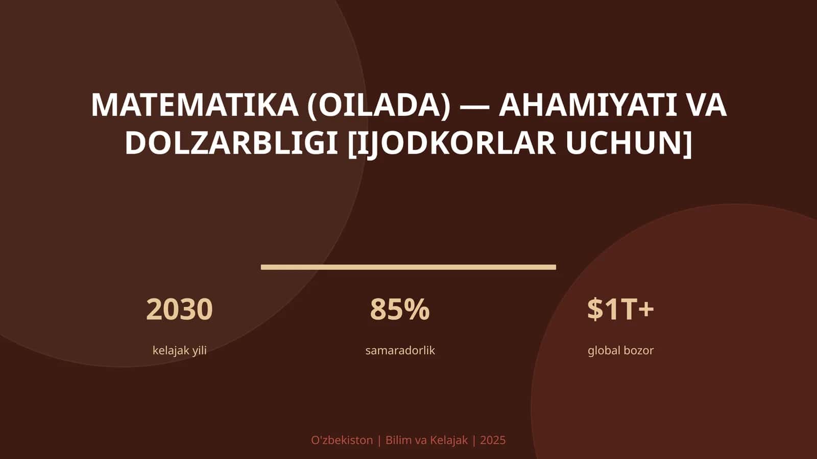 Matematika (Oilada) - Ahamiyati va Dolzarbligi [Ijodkorlar Uchun] 1
