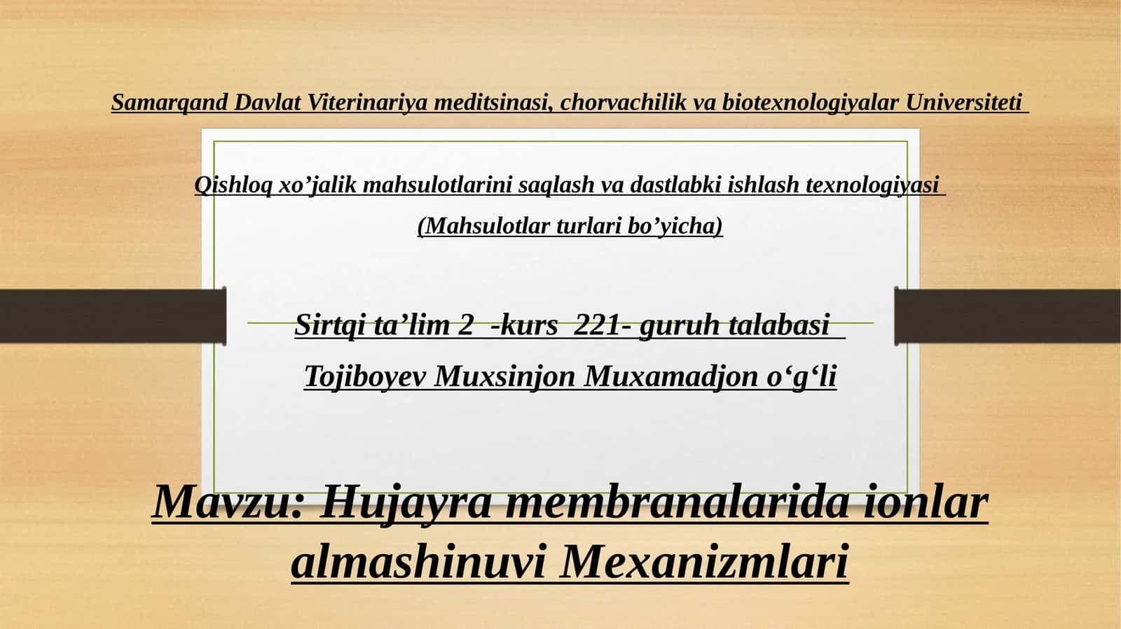 Hujayra membranalarida ionlar almashinuvi Mexanizmlari 1