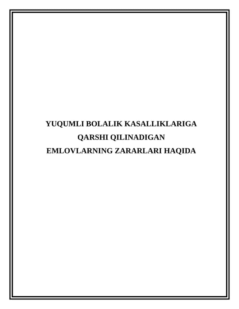 Emlovlarning zararlari haqida 1