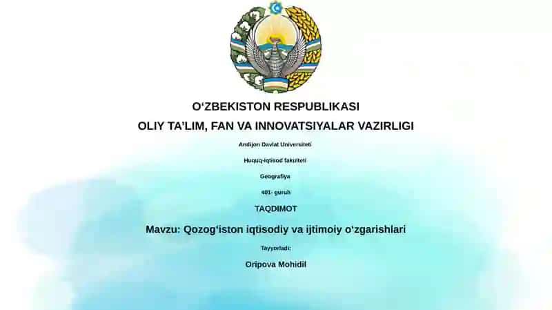 Qozogʻiston iqtisodiy va ijtimoiy oʻzgarishlari