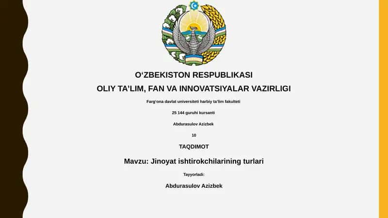 Jinoyat ishtirokchilarining turlari 1