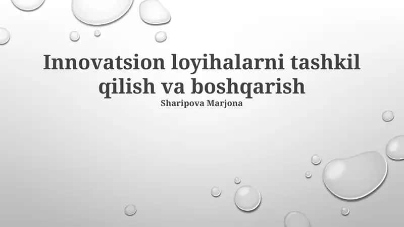 Innovatsion loyihalarni tashkil qilish va boshqarish 1