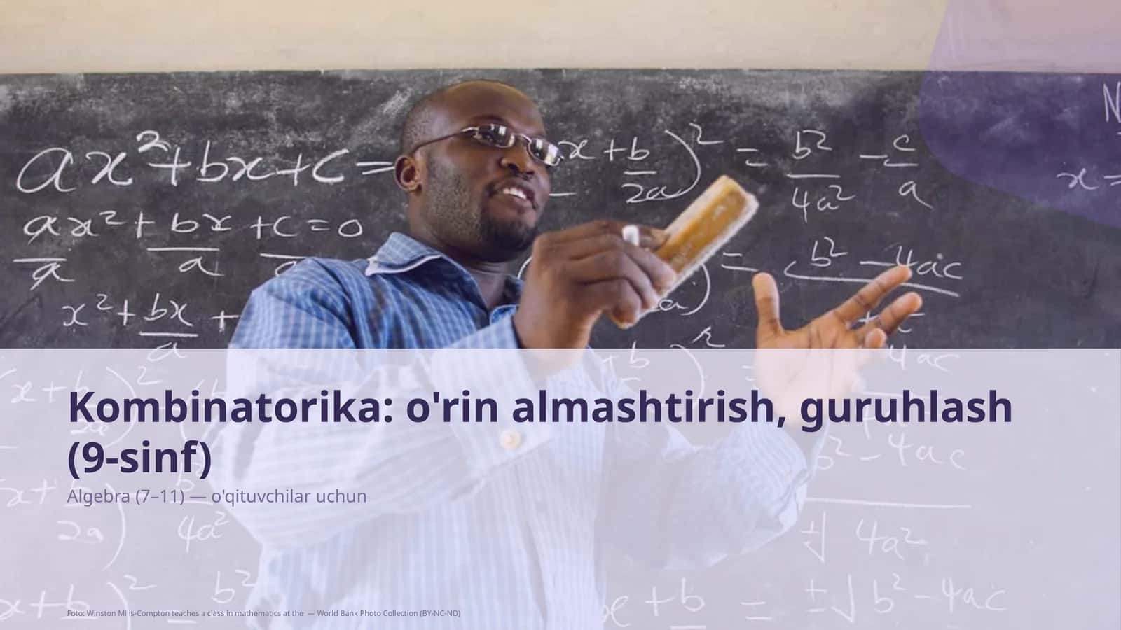 Kombinatorika: o'rin almashtirish, guruhlash (9-sinf) 1