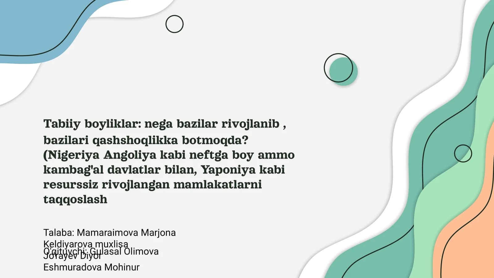 Tabiiy boyliklar: nega bazilar rivojlanib, bazilari qashshoqlikka botmoqda? 1