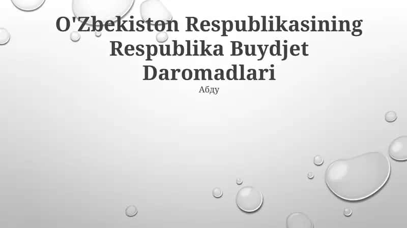 O'Zbekiston Respublikasining Respublika Buydjet Daromadlari 1