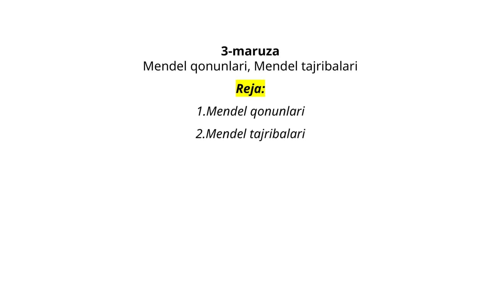 Mendel qonunlari, Mendel tajribalari 1