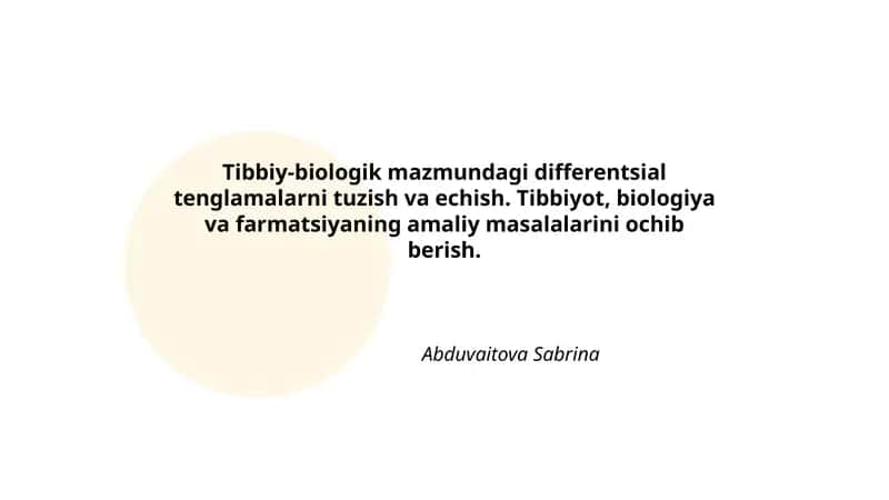 Differentsial tenglamalarni tuzish va echish 1