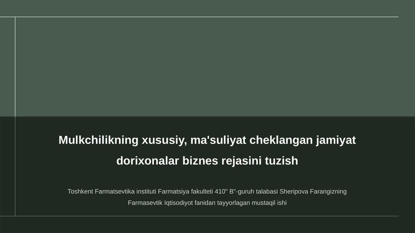 Dorixona biznesining huquqiy asoslari 1