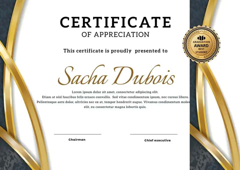 AWARD GRADUATION BEST STUDENT CERTIFICATE OF APPRECIATION 1
