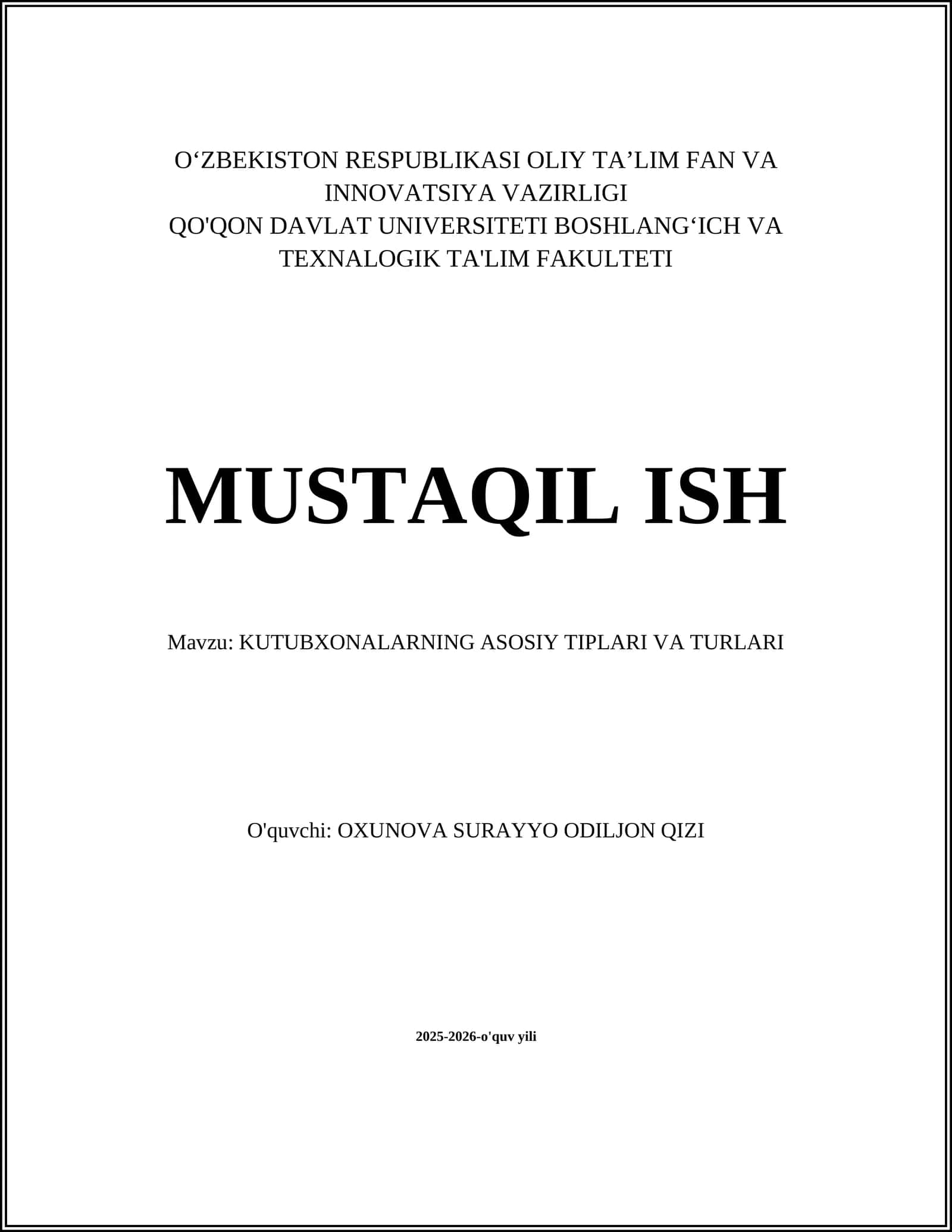 KUTUBXONALARNING ASOSIY TIPLARI VA TURLARI 1