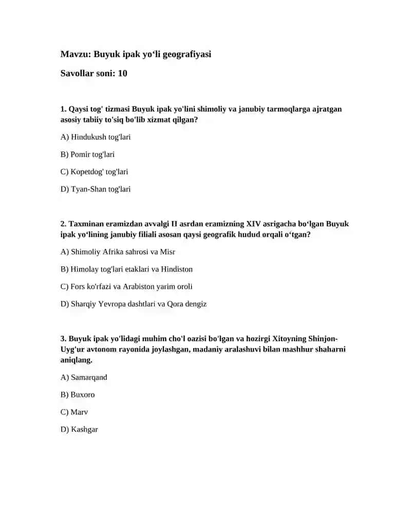 Buyuk ipak yoʻli geografiyasi