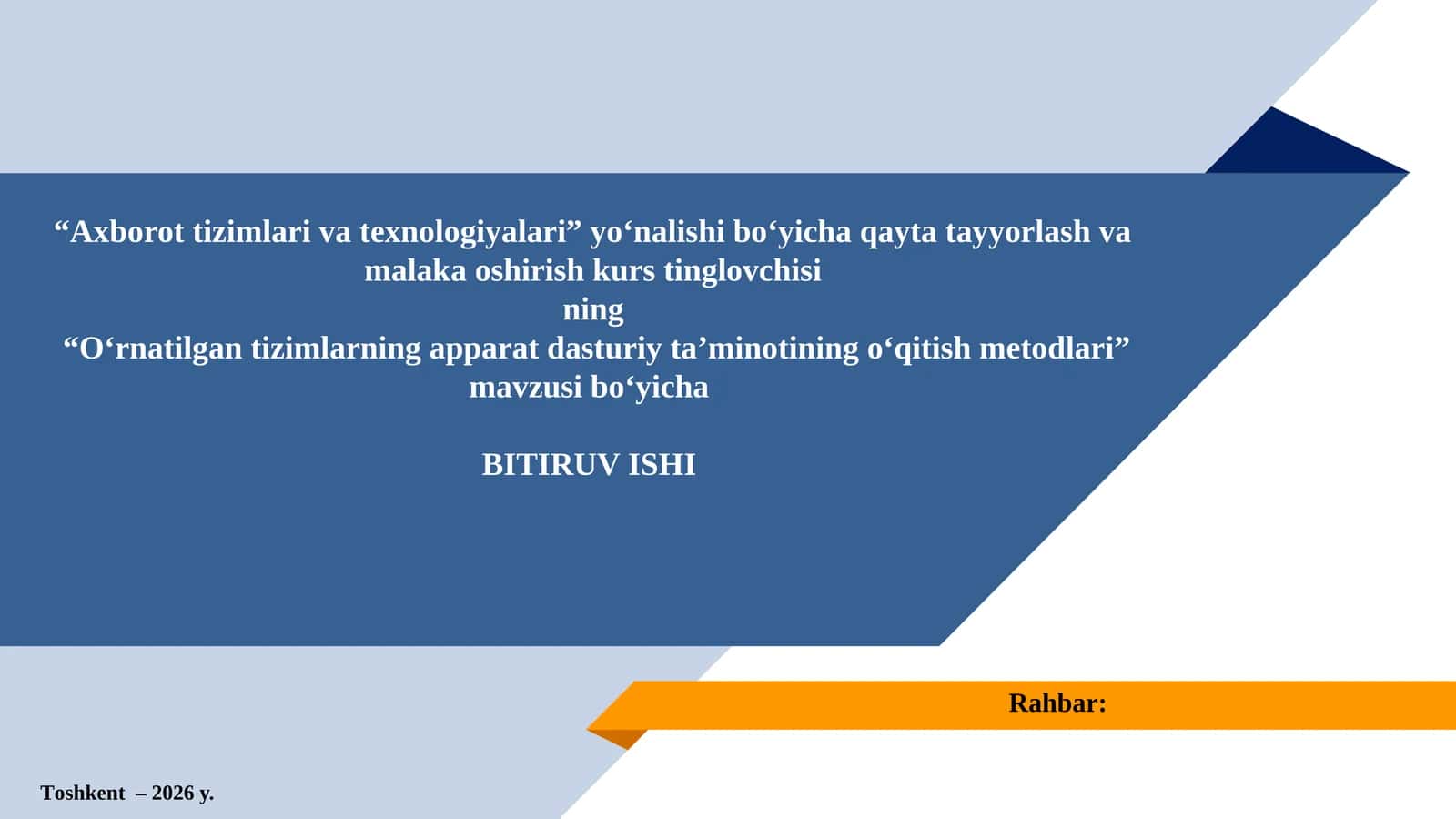 "O‘rnatilgan tizimlarning apparat dasturiy ta’minotining o‘qitish metodlari" 1