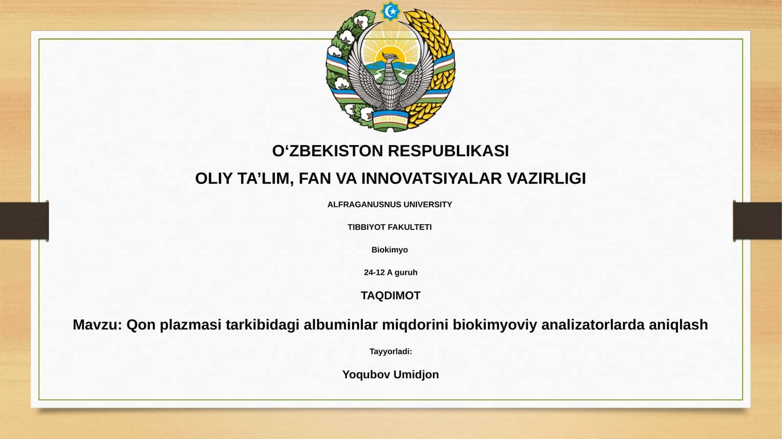 Albumin tarkibidagi qon plazmasini biokimyoviy analizatorlarda tekshirish 1