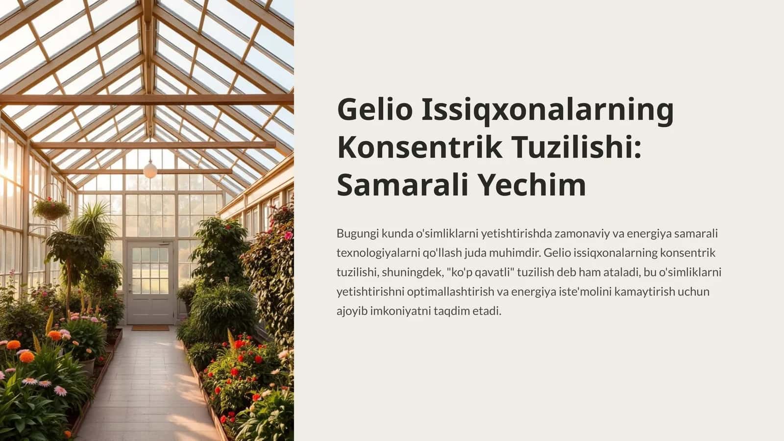 Gelio Issiqxonalarning Konsentrik Tuzilishi: Samarali Yechim 1
