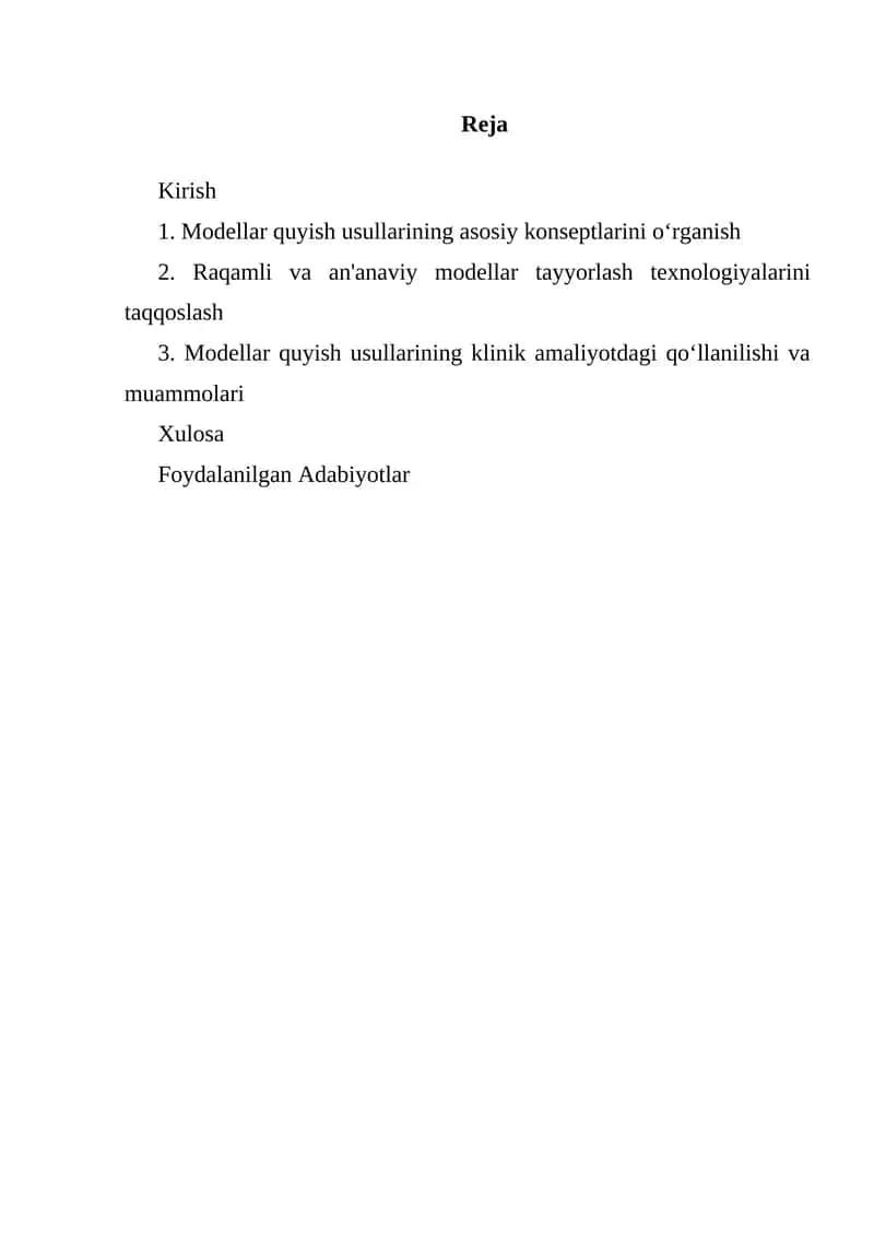 Modellar quyish texnologiyalari 1