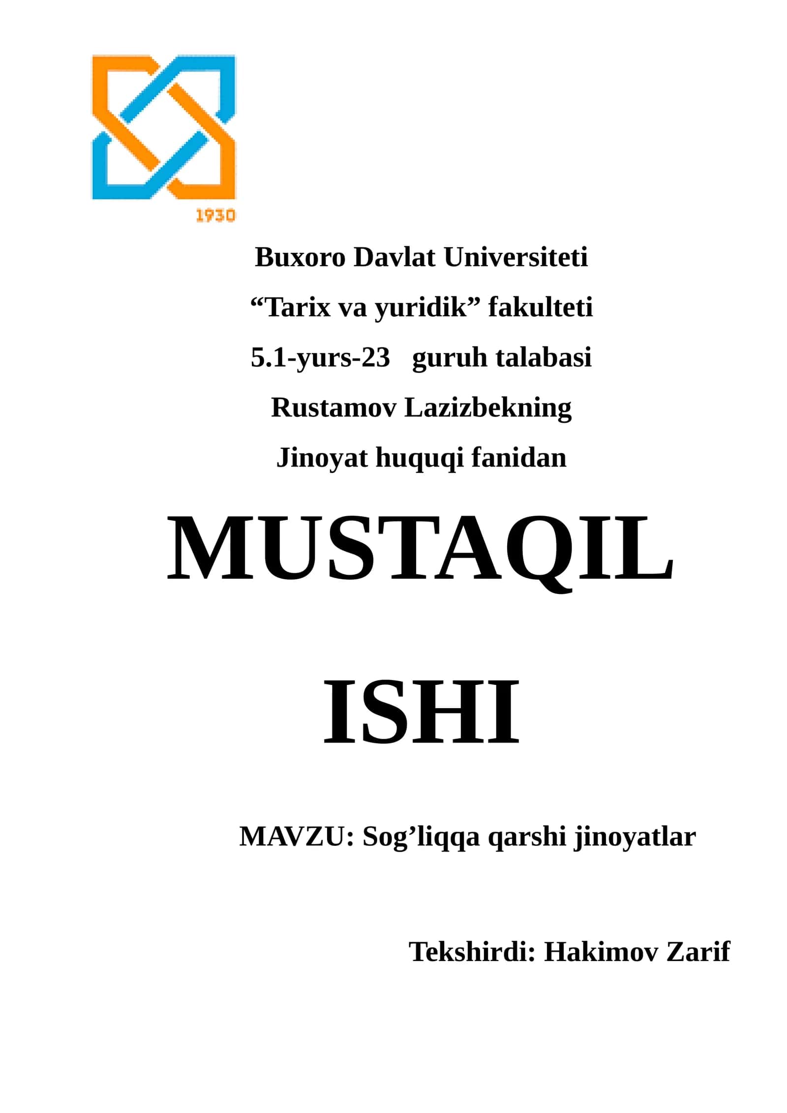 Sog’liqqa qarshi jinoyatlar 1