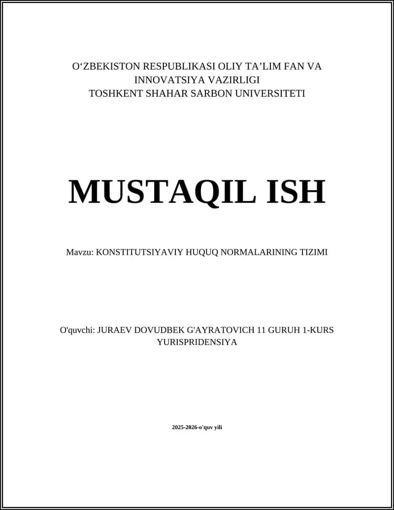 KONSTITUTSIYAVIY HUQUQ NORMALARINING TIZIMI 1