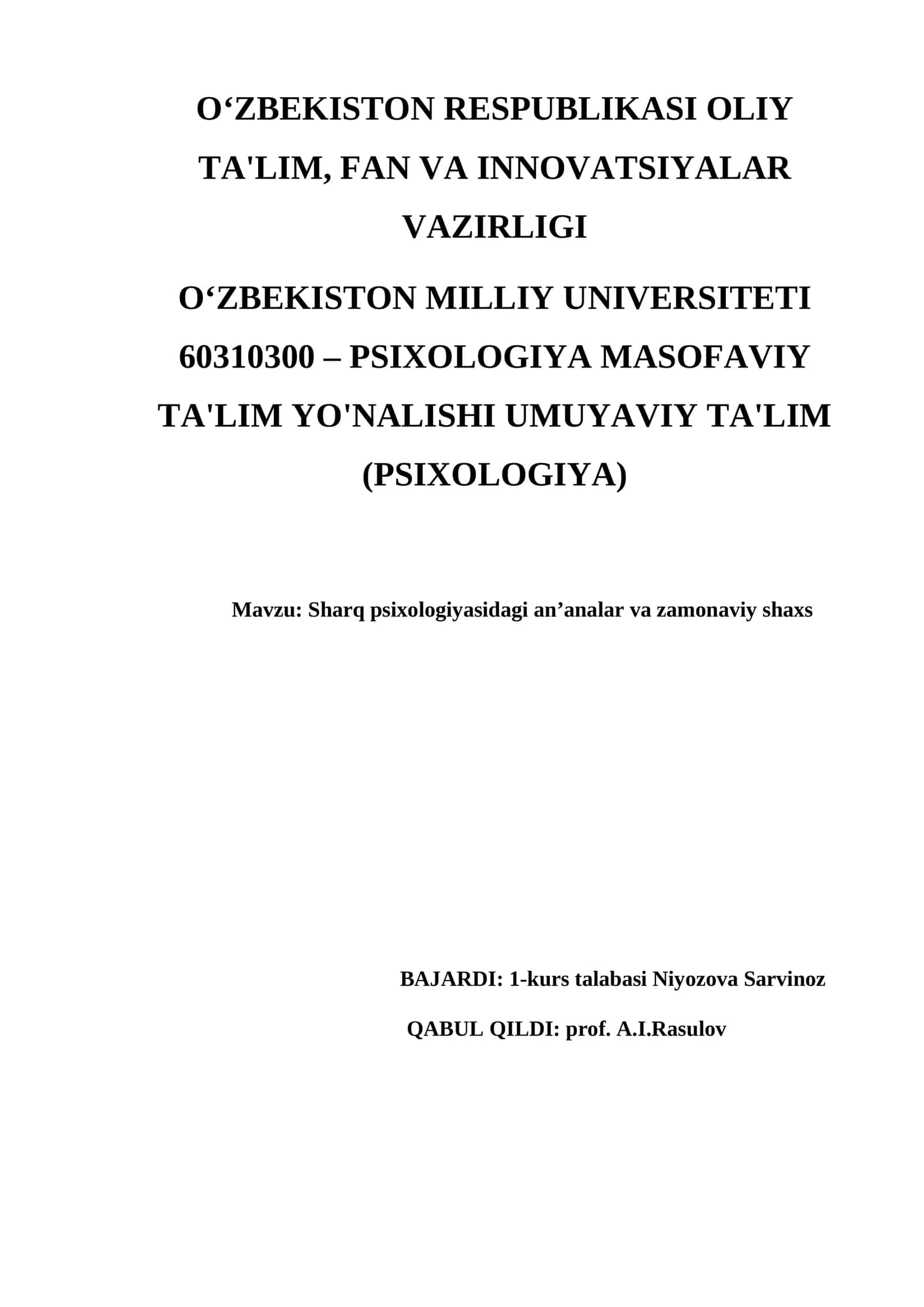 Sharq psixologiyasidagi an’analar va zamonaviy shaxs 1