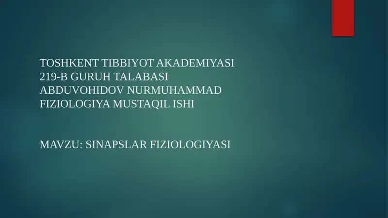 SINAPSLAR FIZIOLOGIYASI 1