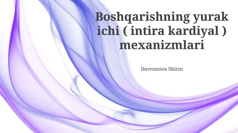 Yurakning yurak ichi ( intira kardiyal ) mexanizmlari 1