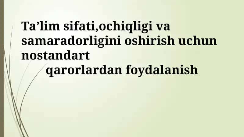 Muammolar va Standart Yechimlar Tahlili 1