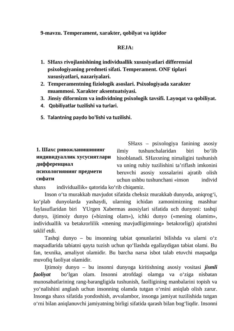 Temperament, xarakter, qobilyat va iqtidor 1