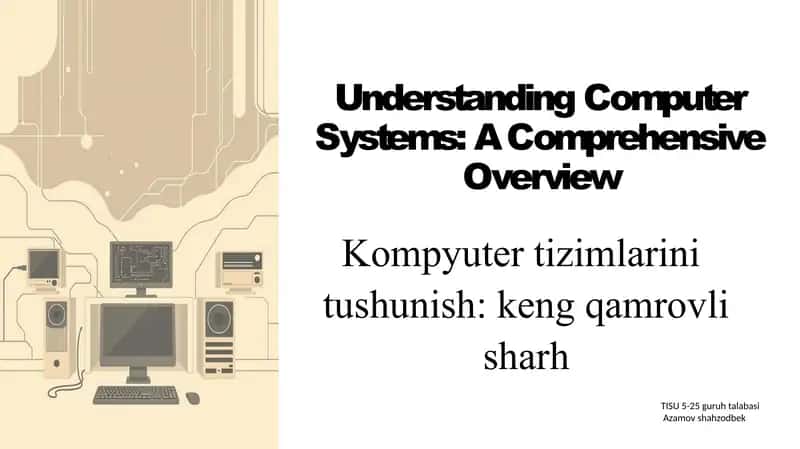 Kompyuter tizimlarini tushunish keng qamrovli shahr ingliz tilida slayt 1