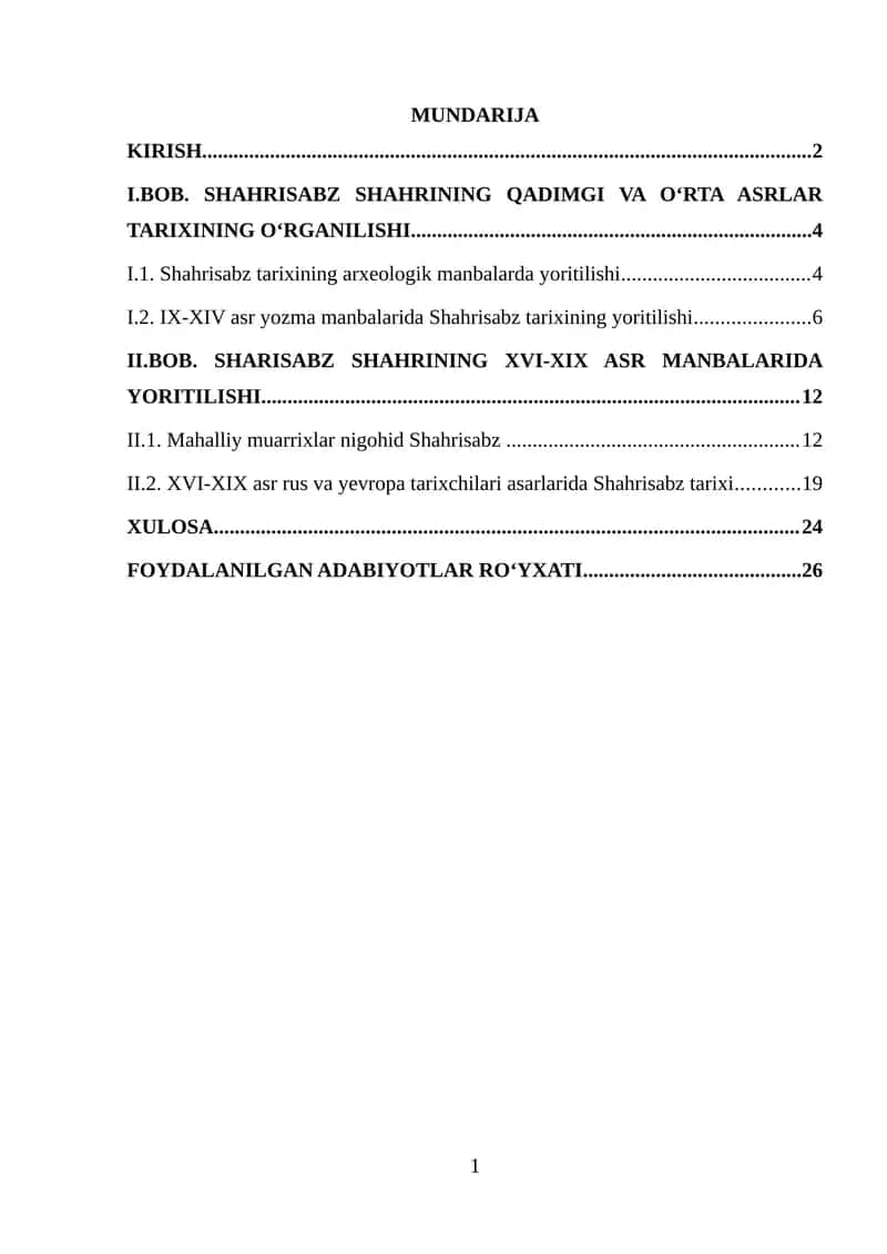 Shahrisabz shahrining tarixini yozma manbalarda o'rganilishi 1