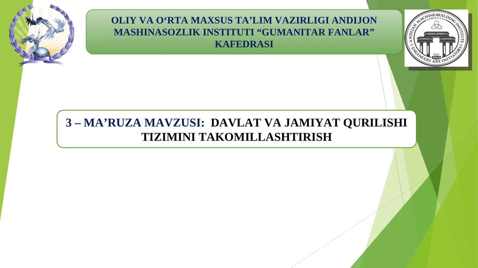 DAVLAT VA JAMIYATQURILISHI TIZIMINI TAKOMILLASHTIRISH 1