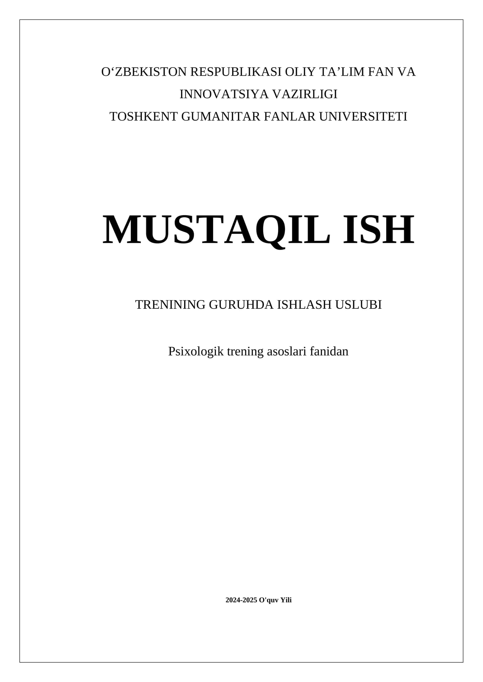 Guruhda ishlash uslubi Trenining guruhda ishlash 1