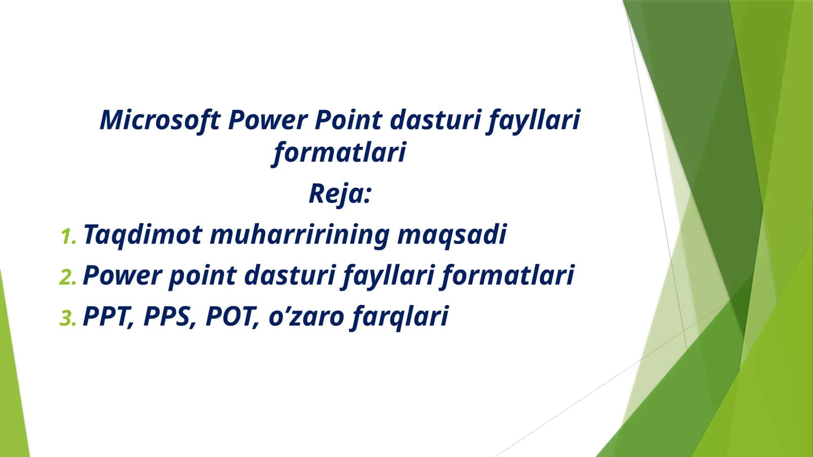 PowerPointdasturi fayllari formatlari 1