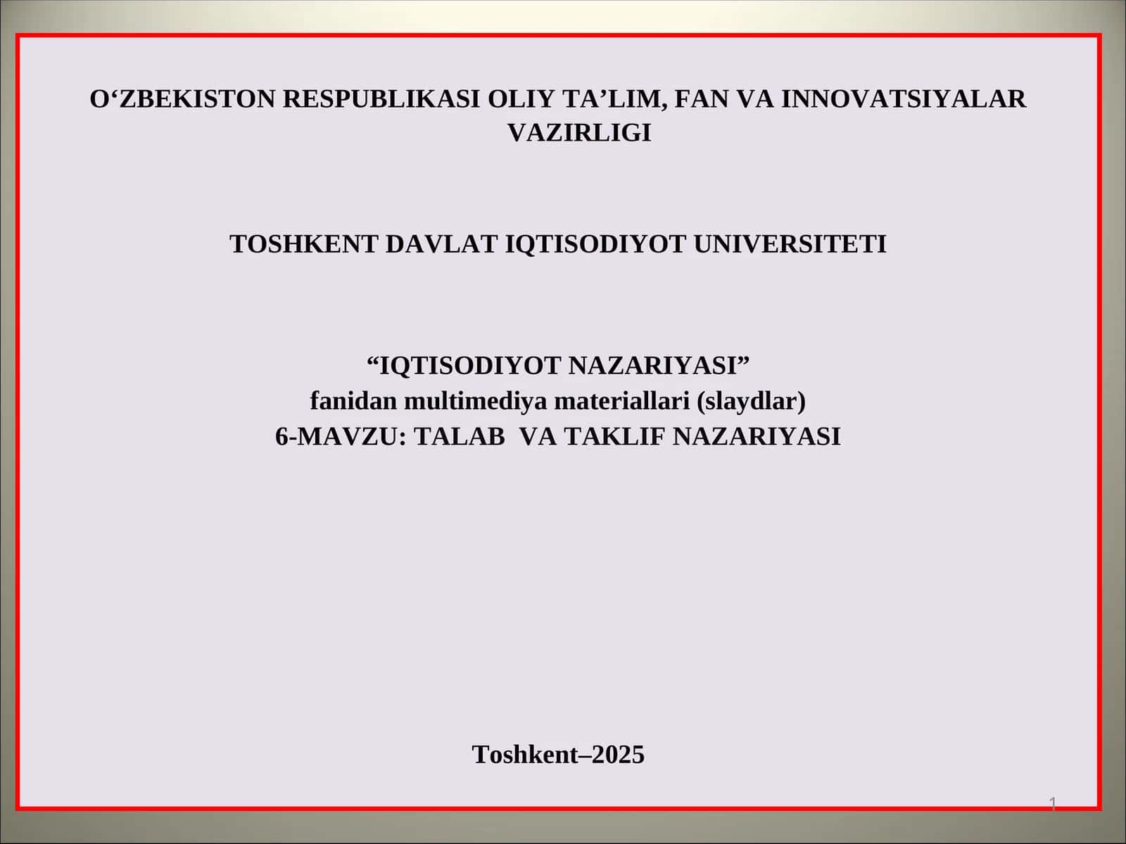TALAB VA TAKLIF NAZARIYASI 1
