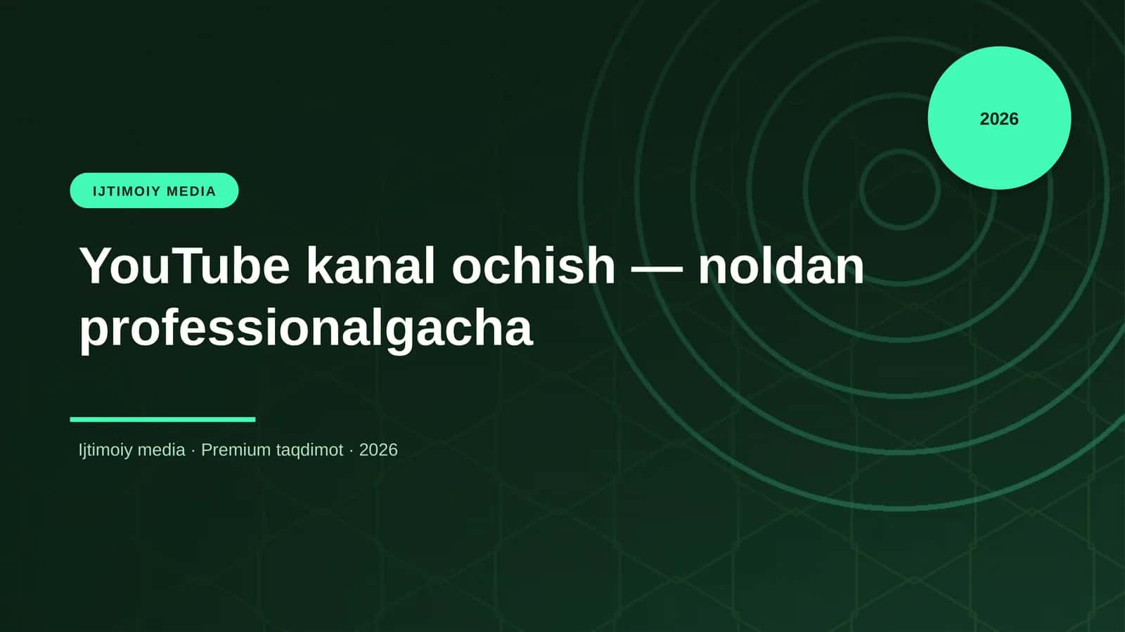 YouTube kanal ochish — noldan professionalgacha 1