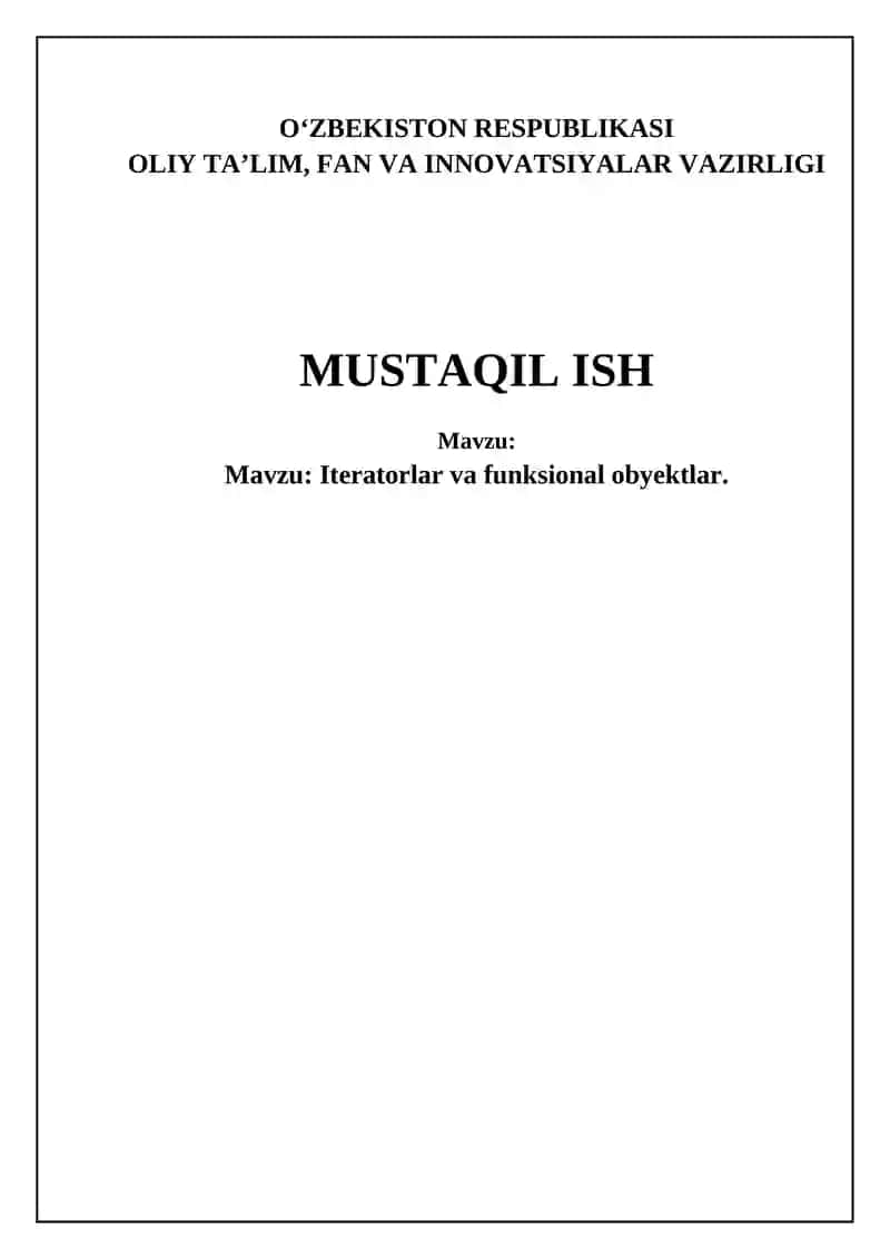 Iteratorlar va Funksional Ob'ektlar