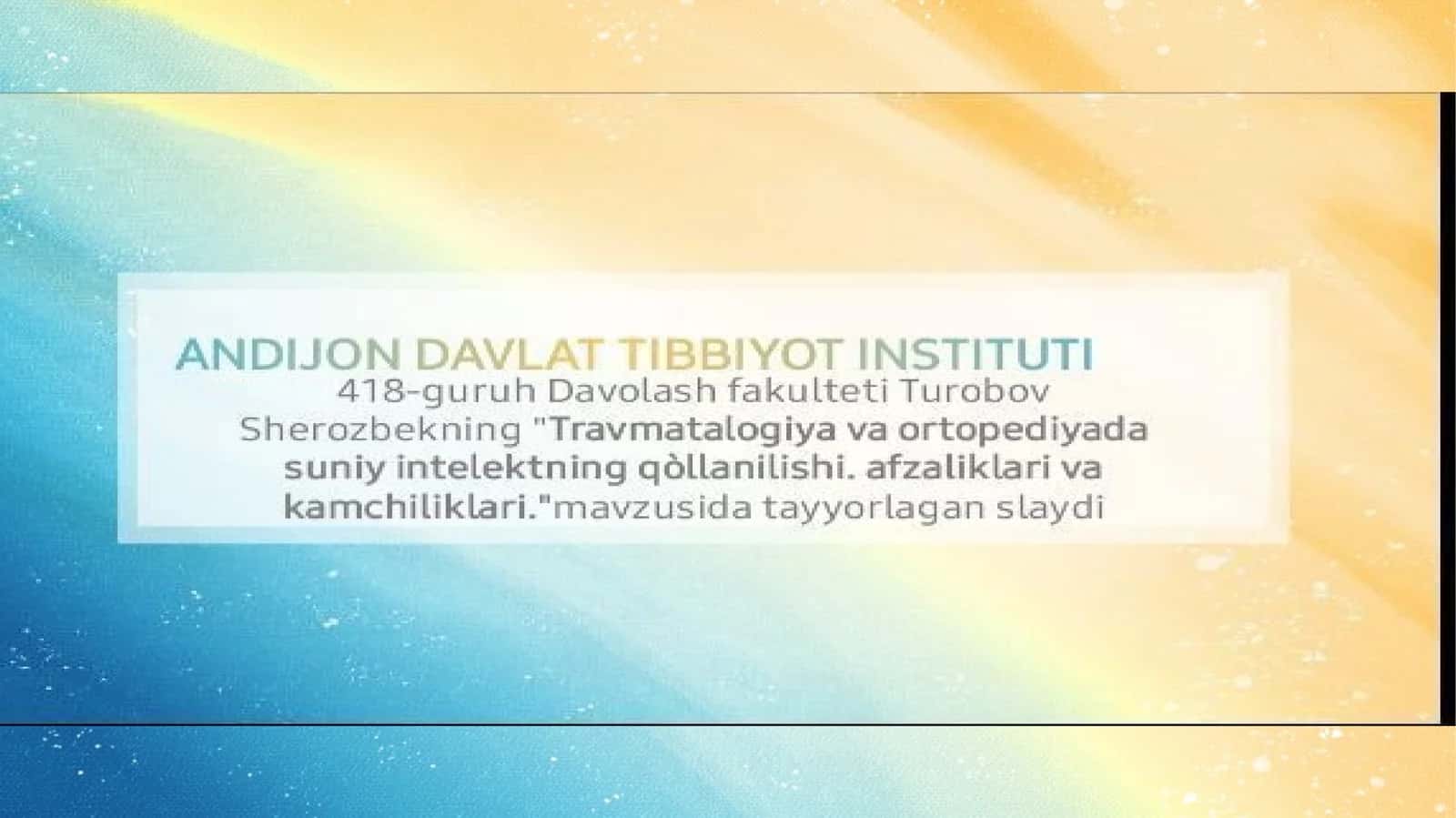 Travmatologiya va ortopediyada sun’iy intellekt (SI) 1