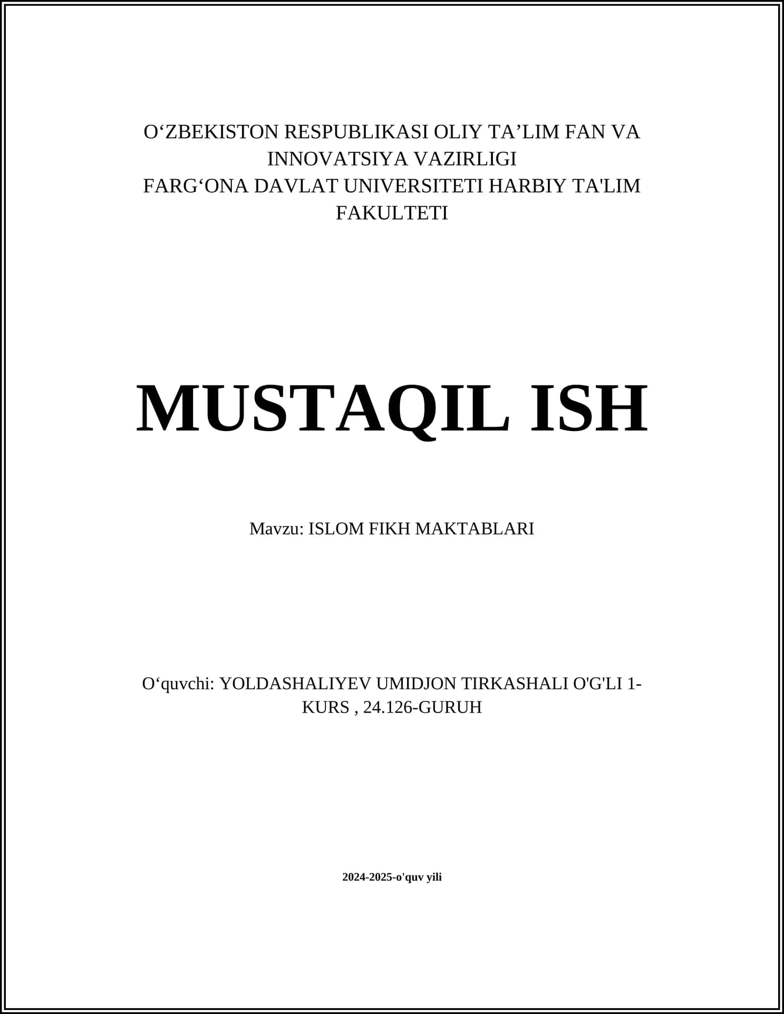 ISLOM FIKH MAKTABLARI 1