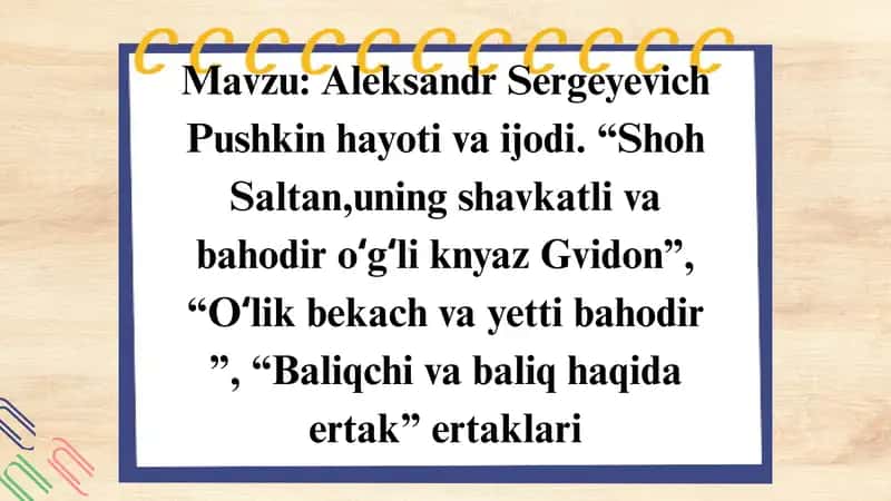 A.S.Pushkin hayoti va ijodi 1