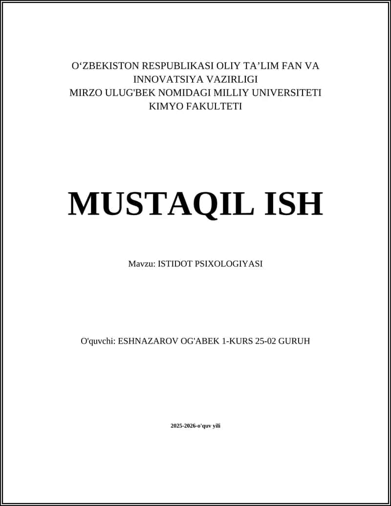 ISTIDOT PSIXOLOGIYASI 1