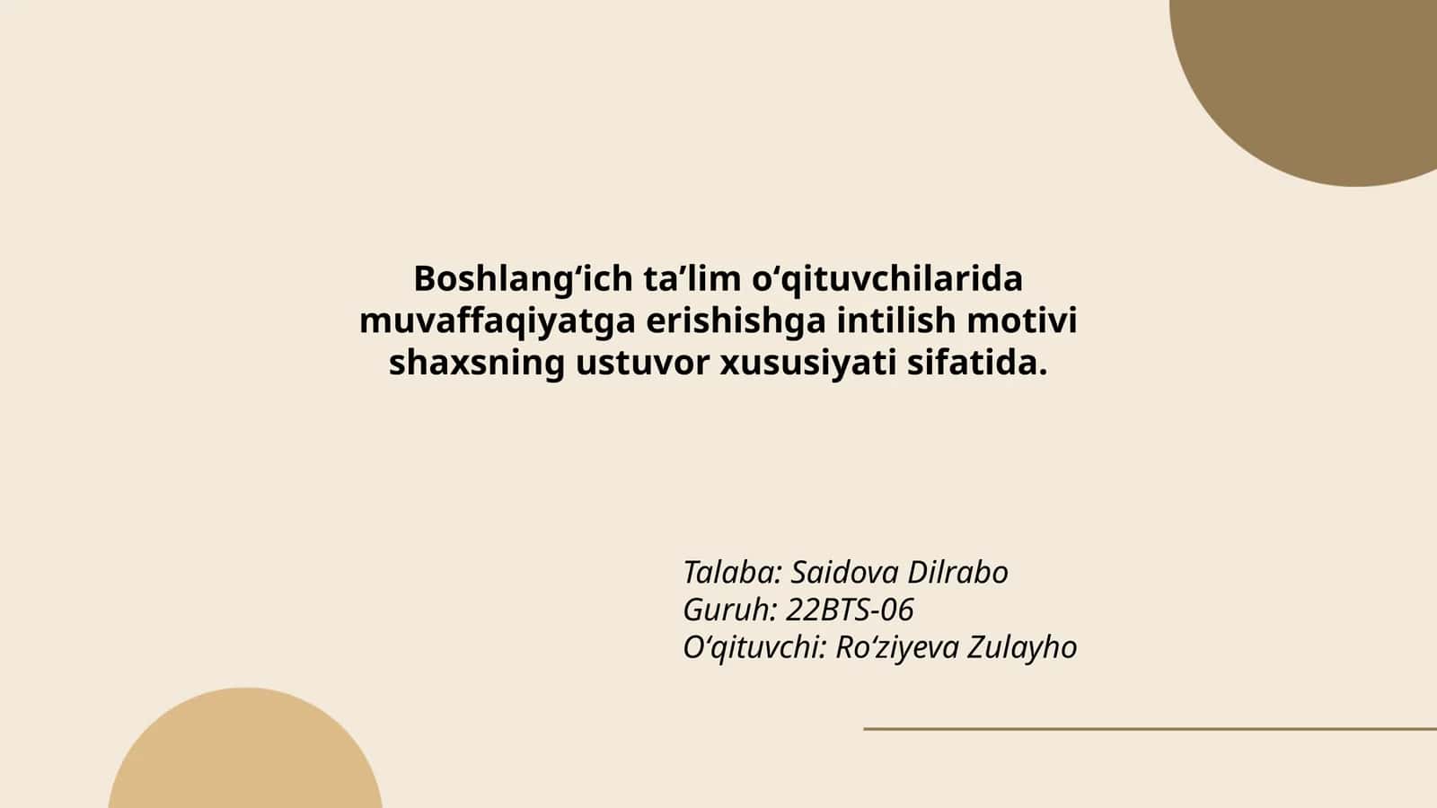 Boshlangʻich taʼlim oʻqituvchilarida muvaffaqiyatga erishishga intilish motivi 1