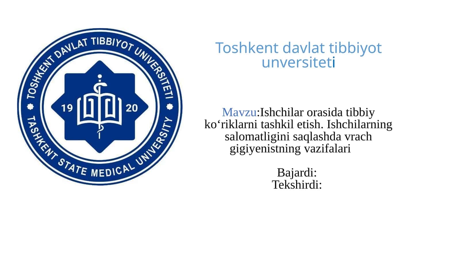 Ishchilar orasida tibbiy ko'riklarni tashkilotish 1