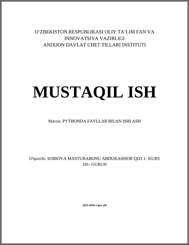 PYTHONDA FAYLLAR BILAN ISHLASH 1