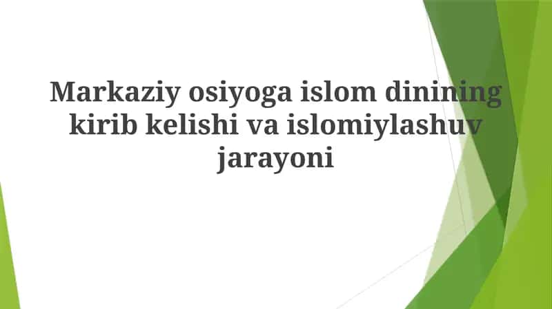 Markaziy Osiyoga Islomning Kirib Kelishi 1