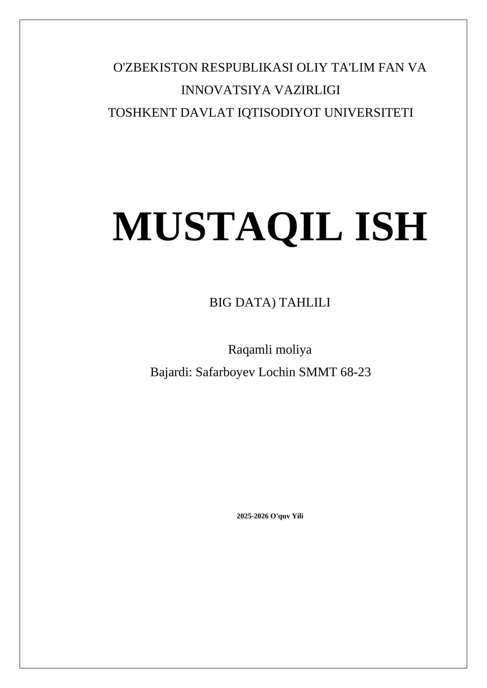 Ma'lumotlar Tahlili (Big Data) Ta'limi 1