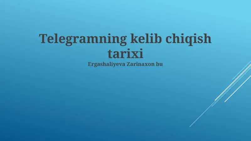 Telegramning kelib chiqish tarixi 1