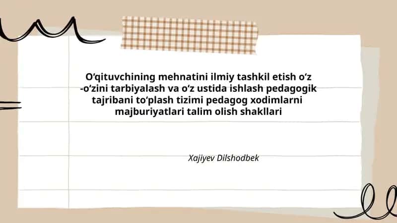 O‘qituvchining mehnatini ilmiy tashkil etish 1