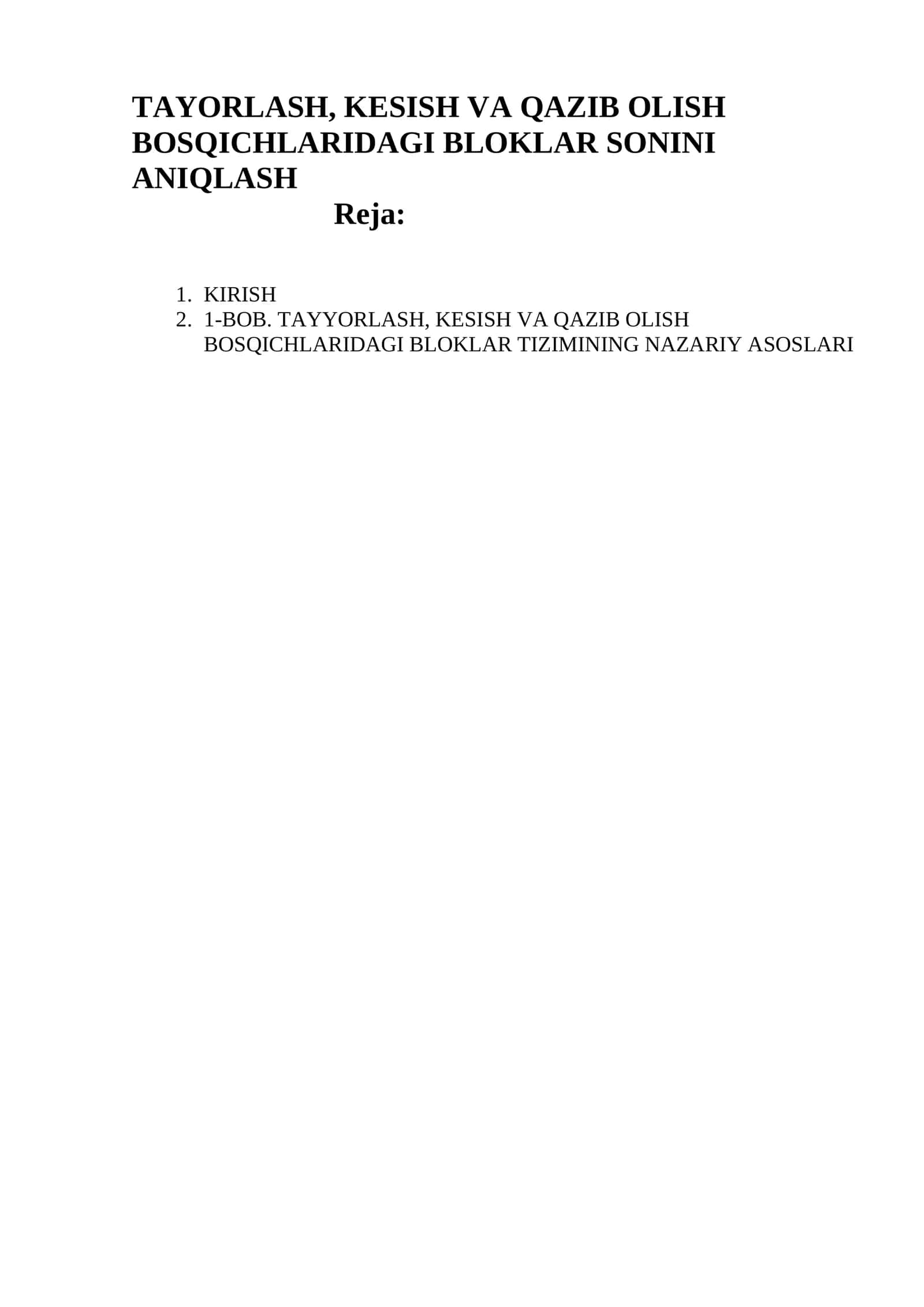 TAYORLASH, KESISH VA QAZIB OLISH BOSQICHLARIDAGI BLOKLAR SONINI ANIQLASH 1